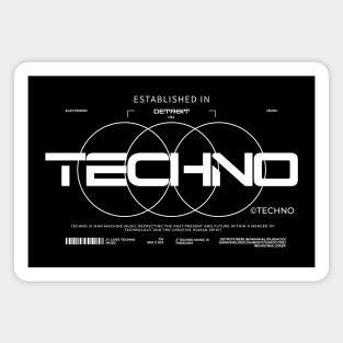 TECHNO  - 3 circle logo (white) Magnet